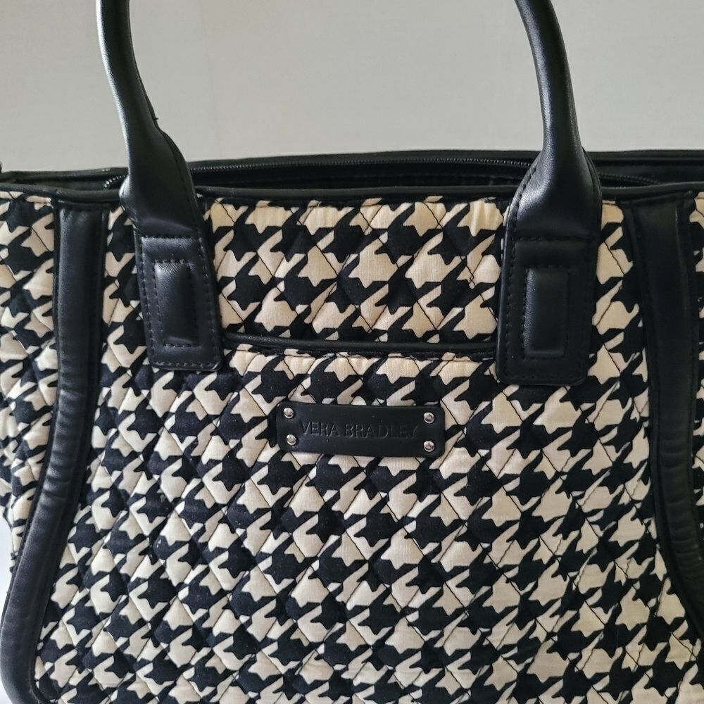 VERA bradley Black white Quilted Cotton Houndstooth double straps design handbag
